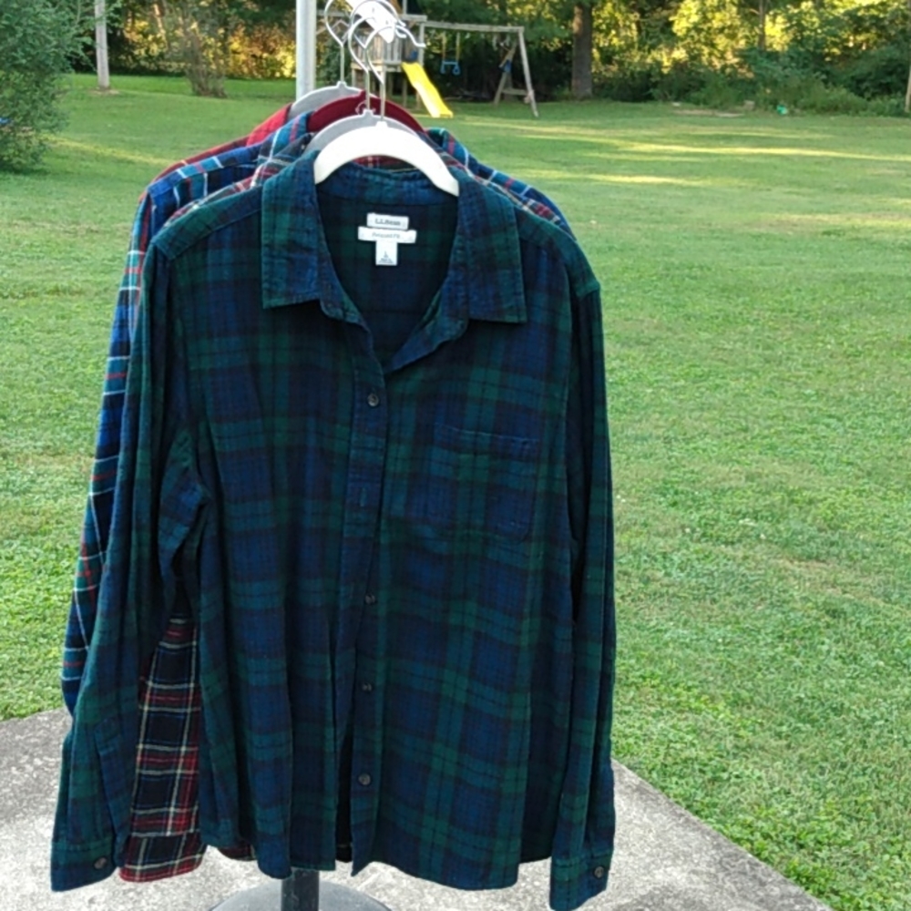 ll bean scotch plaid shirt L, relaxed fit